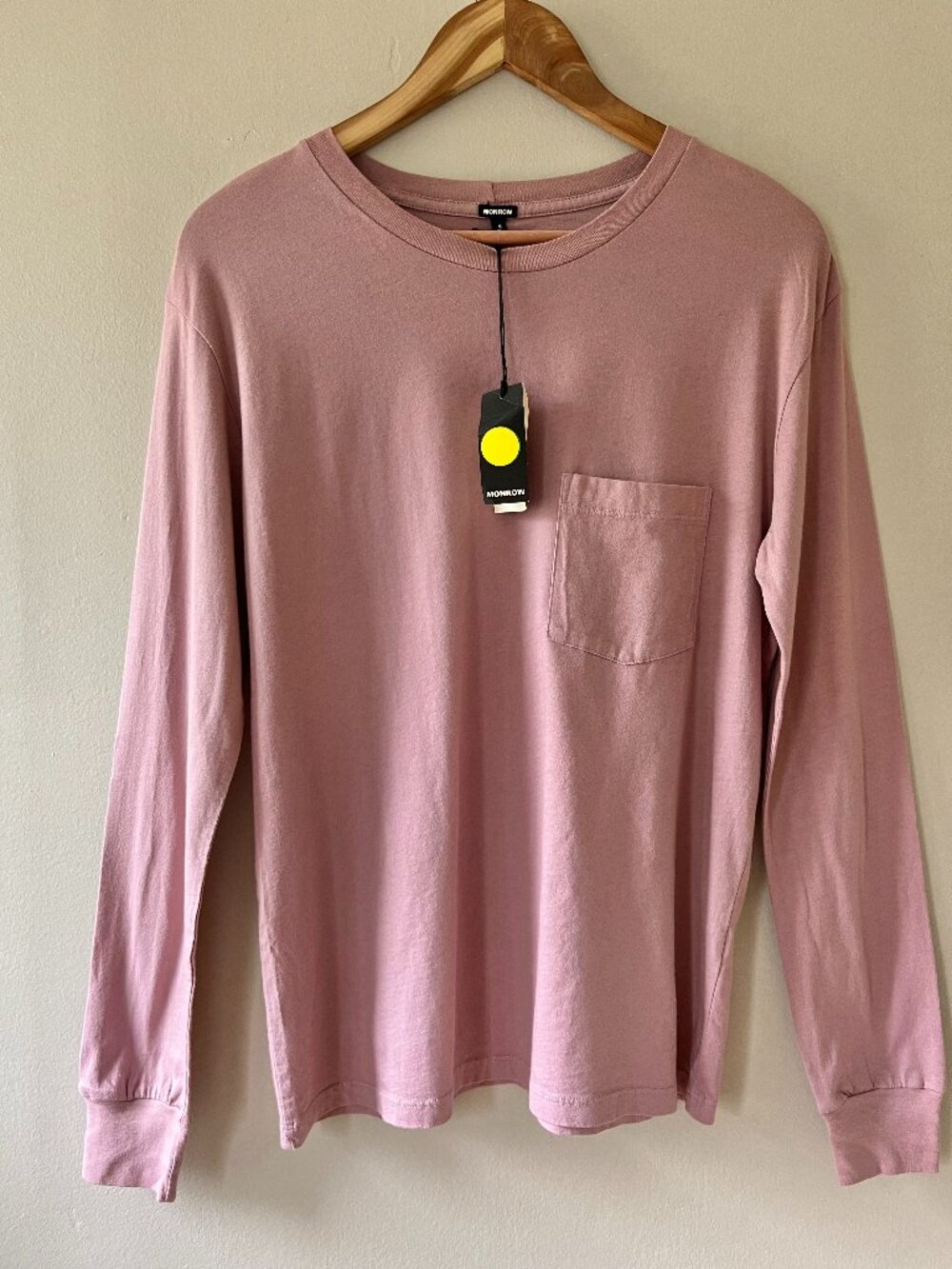 Monrow Sz S Maeve Boyfriend Shirt Pullover Top Long Sleeve Pocket